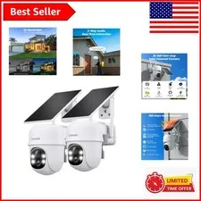 Advanced 2-Pack Solar Wi-Fi Cameras with 360° PTZ & AI Detection for Security