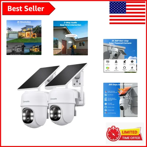 Advanced 2-Pack Solar Wi-Fi Cameras with 360° PTZ & AI Detection for Security