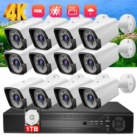 5MP 4/8CH H.265+ 4K HD Lite Outdoor CCTV Home Security Camera System Opt 1TB HDD