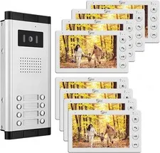 Video Intercom System,7 inch Monitor Wired Video Door Kit,Indoor Outdoor 