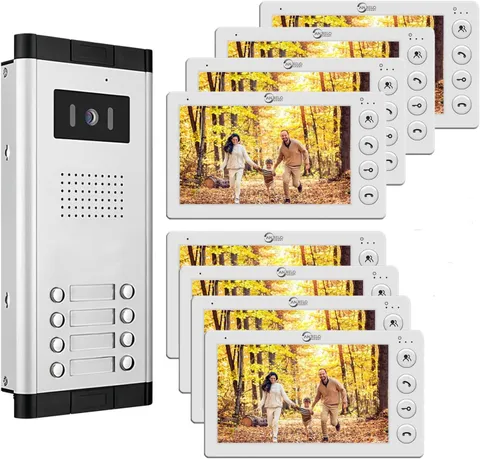 Video Intercom System,7 inch Monitor Wired Video Door Kit,Indoor Outdoor 
