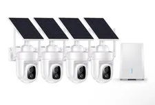 4K Solar Security Cameras, Wireless with Local Storage Base, 360° Pan&Tilt, 8MP