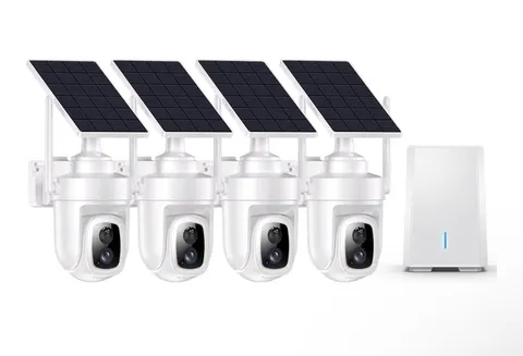 4K Solar Security Cameras, Wireless with Local Storage Base, 360° Pan&Tilt, 8MP