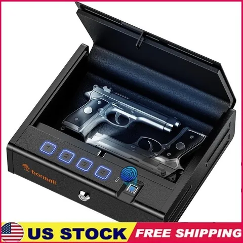 Biometric Handgun Safe Portable Type-C Fingerprint Security Box W/ Alarm New