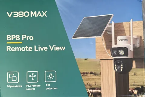 V380MAX V380 MAX BP8 Pro PTZ Wi-Fi Solar Outdoor Camera PIR Night Vision White