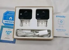 Set Of 2 Zmodo 720P Mini 2.4GHz WiFi Cameras Indoor Two-Way Audio. Power Tested