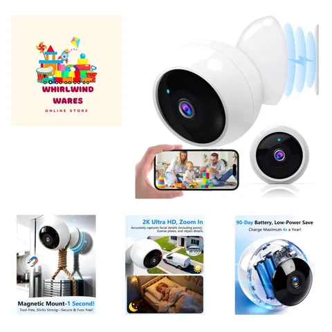 Weatherproof Magnetic Outdoor Camera with Night Vision - Easy WiFi Setup