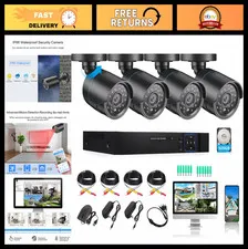 3000TVL Home Security Camera System, 4 Wired 1080P Night Vision DVR Kit, AI Moti
