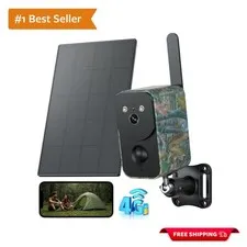 4G Cellular Security Camera Solar Powered 10000mAh Battery, Wireless Camera f...