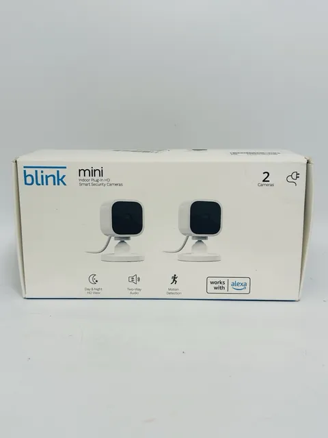 NEW Blink Mini 2-Pack Indoor 1080p HD Security Cameras with Wi-Fi White *NEW*
