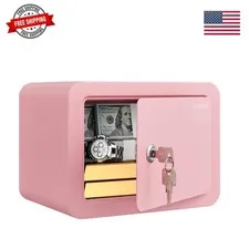 0.23 Cubic Small Safe Box for Home, Mini Safes for Kids, Pink Safe | Security...