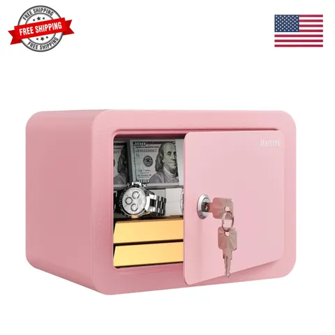 0.23 Cubic Small Safe Box for Home, Mini Safes for Kids, Pink Safe | Security...