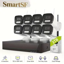 Wireless 3MP Security Camera System 5MP 10CH NVR Two-Way Audio Recording 3TBHDD