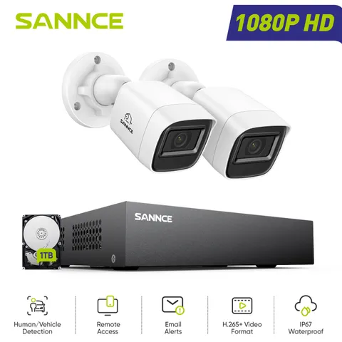 SANNCE 8CH DVR 1080P Security Camera System Outdoor Human Vehicle Detection 1TB