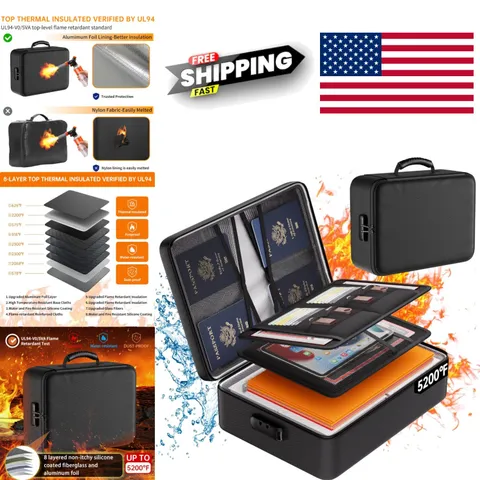 Heat Insulated Fireproof Document Storage Box Lockable and Water Resistant