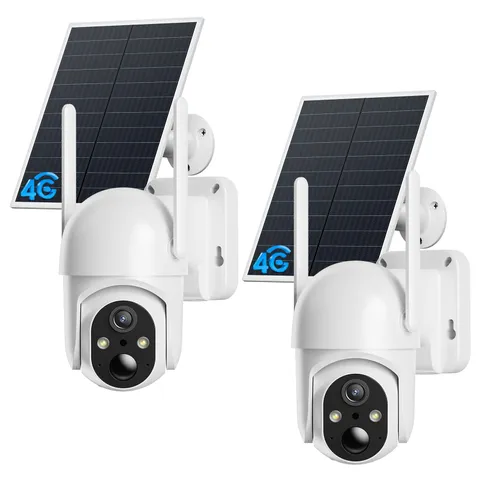 4G LTE Cellular Security Camera, 2 Pack Solar Powered Outdoor Cameras No WiFi...