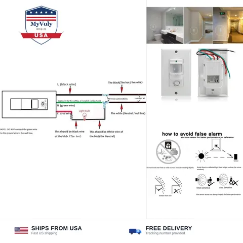 Sensky BS033C 110v Motion Sensor Light Switch, 180 Degree View Occupancy Sens...