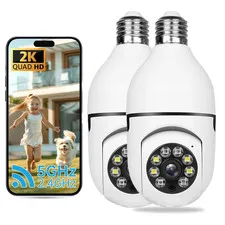 Security Cameras Wireless Outdoor 360 Degree,2.4Ghz & 5Ghz Wifi Light Bulb Camer