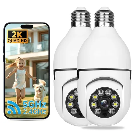 Security Cameras Wireless Outdoor 360 Degree,2.4Ghz & 5Ghz Wifi Light Bulb Camer
