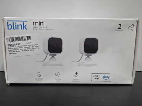 Blink Mini Indoor Plug-In HD Smart Security Cameras 2-Pack NEW/SEALED DMG PKG