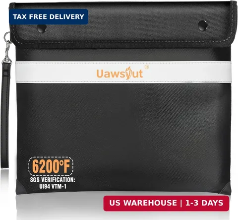 Fireproof Document Bag - 6200°F Important Document Bags with Zipper, Water Resis
