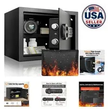 Digital Safe 1.2 Cu Ft Fireproof Bag Keypad Key Lock Steel Door Cabinet