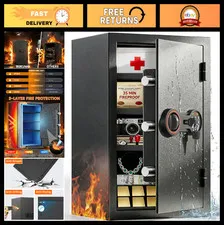 Fireproof Safe 35-Minute 1700°F, 23.7" Tall, Alarm & LED Light, Wall Mount, Wate
