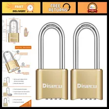 Heavy Duty Waterproof 4-Digit Combination Lock - 2.5" Shackle, 2 Pack for Gym, L