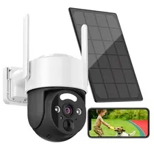 2K Solar Security Cameras Wireless Outdoor, Pan Tilt 360° WiFi Camera for Hom...