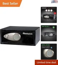 Water-Resistant Steel Security Safe with Touchpad Lock - 7.1x16.9x13.8 Inches