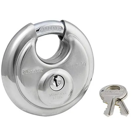  Padlock, Stainless Steel Discus Lock, 2-3/4 in. Wide, 40DPF, Silver 1 Pack