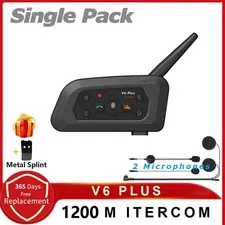 XINOWY V6 Plus Motorcycle Helmet Bluetooth Headset Intercom 1200M Interphone Com