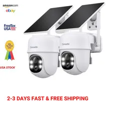 2K Outdoor Security Camera Wireless Solar Battery Powered with 360 Degree