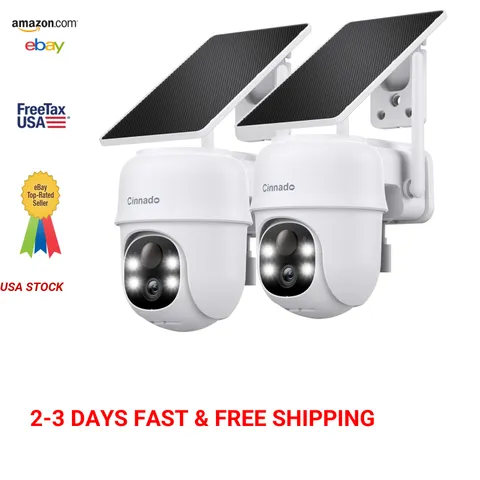 2K Outdoor Security Camera Wireless Solar Battery Powered with 360 Degree