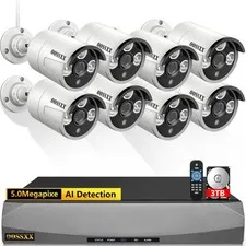 OOSSXX Ultra Wide-Angle 5MP Wired Outdoor PoE IP Cameras for Home Security Ou...
