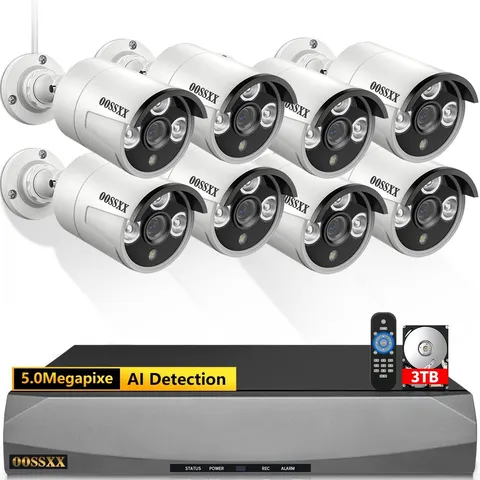 OOSSXX Ultra Wide-Angle 5MP Wired Outdoor PoE IP Cameras for Home Security Ou...