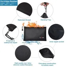 Fireproof Safe Money Document Bags  2 Pack 13.4" x 9.8" and 10.6" x 6.7" Wate...