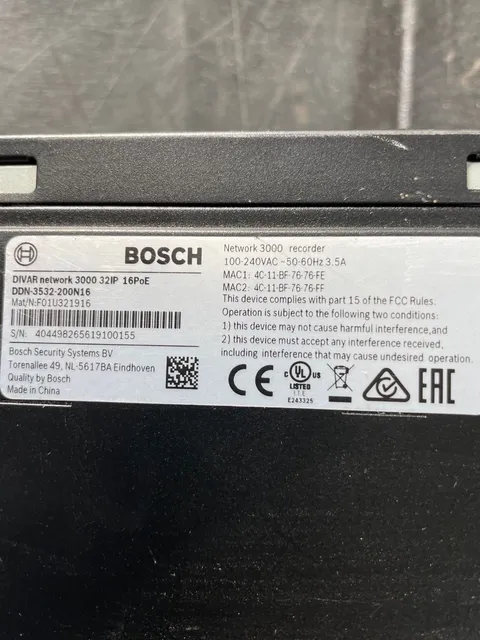 Bosch Security Systems DDN-3532-200N16 | Recorder 32Ch, 16Poe,