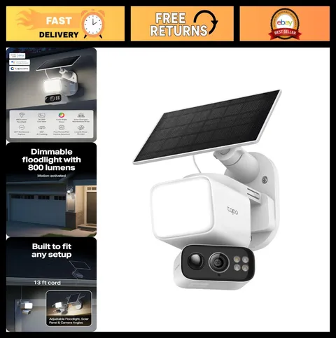 2K Outdoor Pan/Tilt Wireless Floodlight Security Camera, Motion Detection, Night