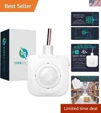 Commercial Grade Motion Sensor with 30ft Range & Adjustable Time Delay - White