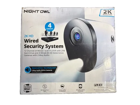 Night Owl 2K Wired Security Camera System 4 Cameras 2TB DVR 12 Channel New