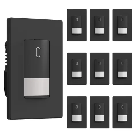 Matte Black Motion Sensor Light Switch, 120° Coverage, 10 Pack