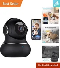 360° 2K Indoor Camera with Night Vision & Smart Motion Alerts for Home Security
