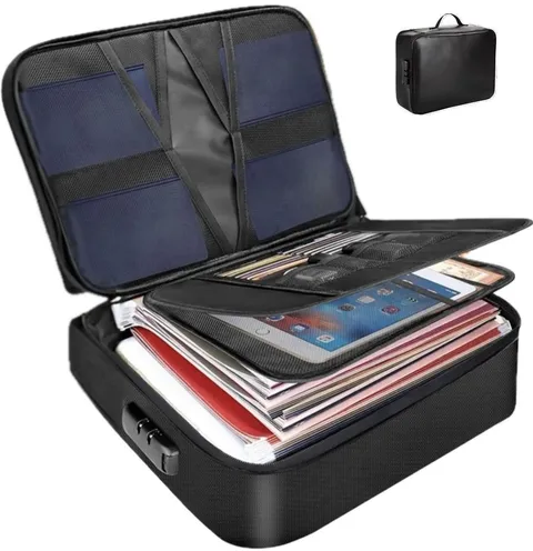 Fireproof Document Bag, Large Size with 2000F Heat Insulated Color: Black