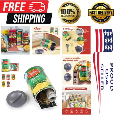 Portable Hidden Safe Can for Keys, Cash, & Jewelry - Grey and Realistic