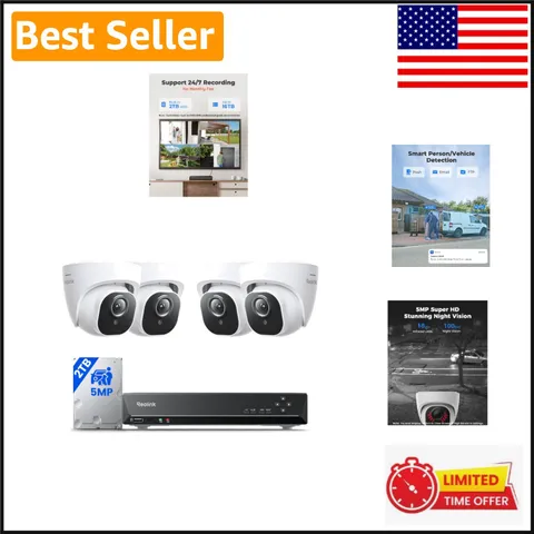 Smart 5MP Home Monitoring: 8-Channel PoE System with 24/7 Recording Capability