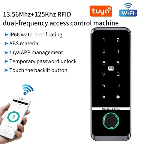 Tuya Dual Band WiFi Fingerprint Access Controller Keypad IP66 RFID Door System