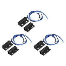 Wired Door Contact Sensor NO NC Surface Mount Magnetic Reed Switch Black 3Pieces