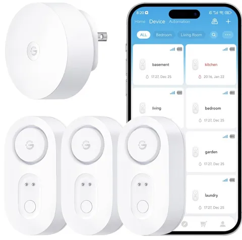 GoveeLife Water Leak Detector 1s with Smart Gateway 1s (1+3Pack)
