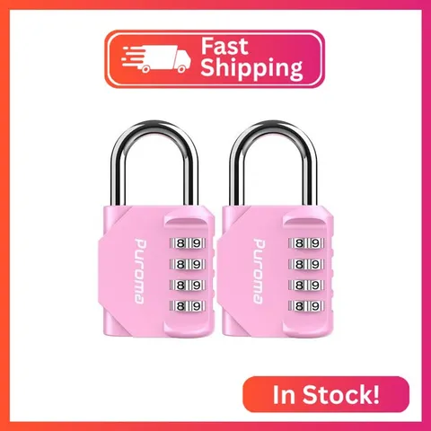 Puroma 2 Pack Combination Lock Locker 4 Digits Combo Padlock Gym Pink